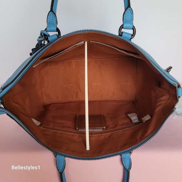 COACH Cara Pebbled Leather Satchel -Pool Color ⭐ - Picture 13 of 16